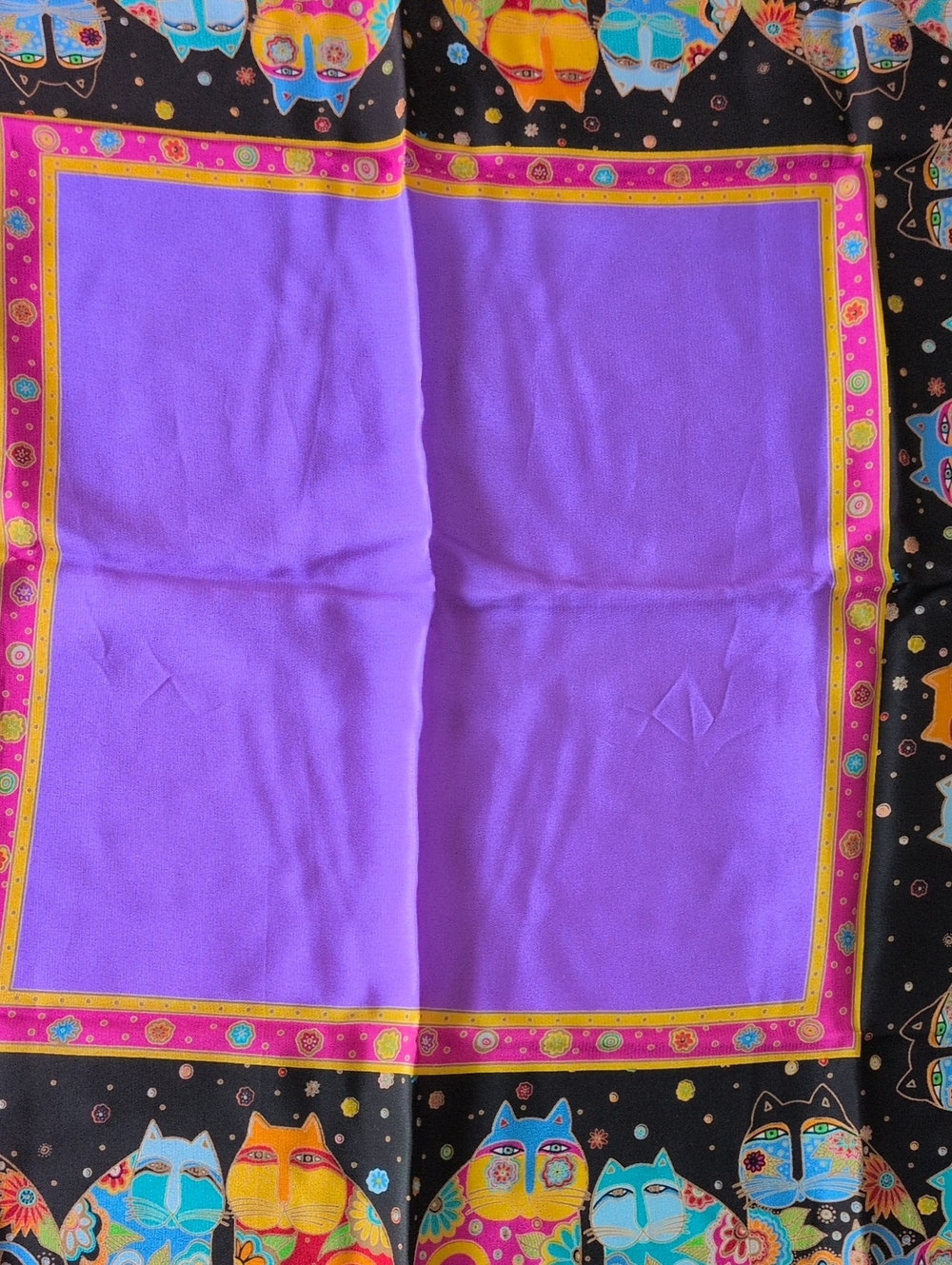 Laurel Burch Silk Square Cat Scarf - Picture 3 of 8